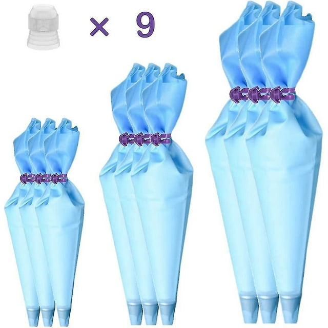 2024 Eainbei Reusable Decorating Bags, 9 Pack Silicone Piping Icing Bags, 27 Pieces Cake Decorating