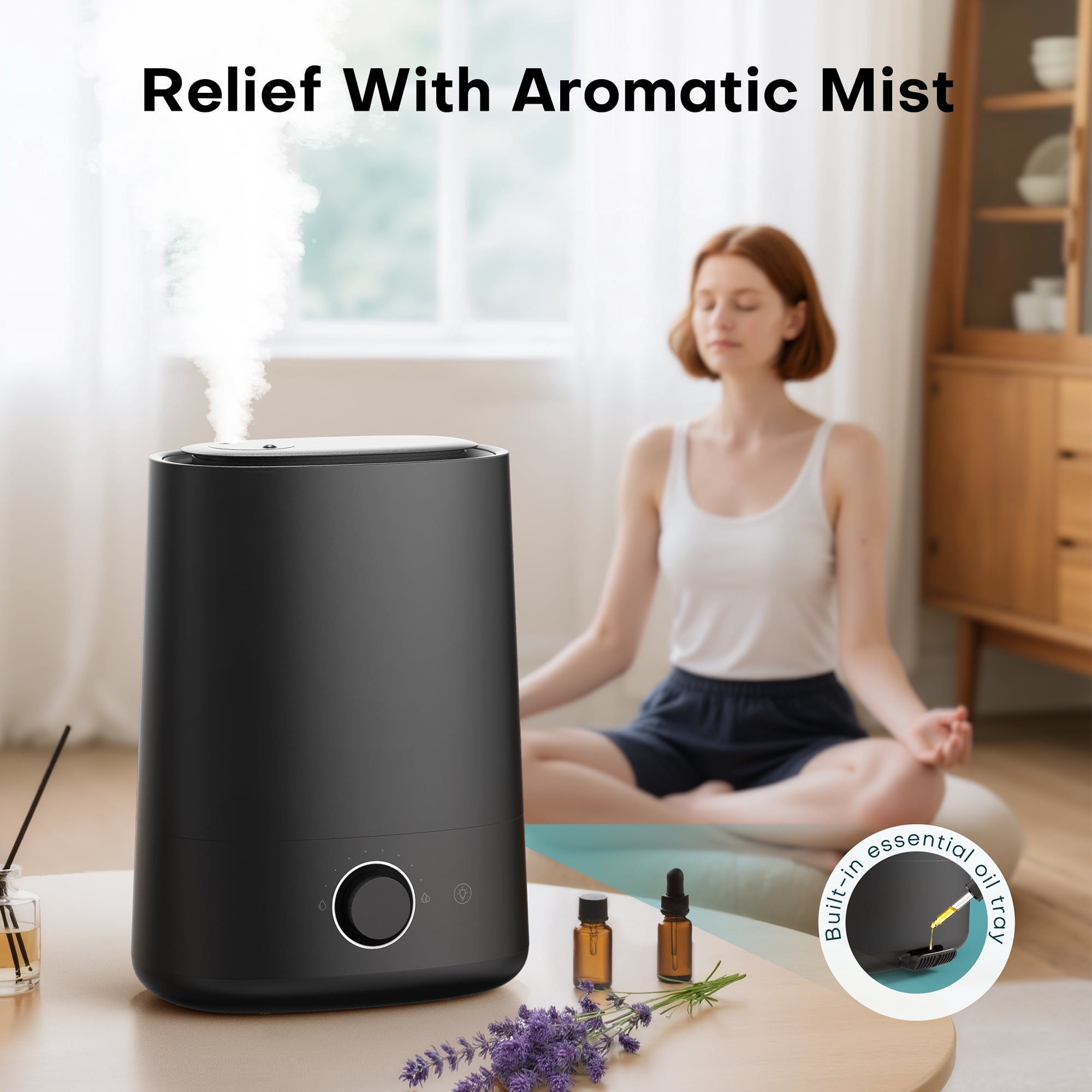 ALROCKET Humidifier for Bedroom,5L Cool Mist Top-Fill Humidifier for Large Room, Baby Nursery, Plants,48H Runtime,28 dB Quiet,Oil Diffuser