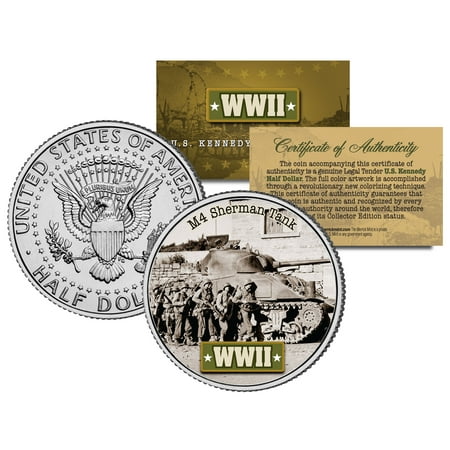 World War II M4 SHERMAN TANK JFK Kennedy Half Dollar US Coin