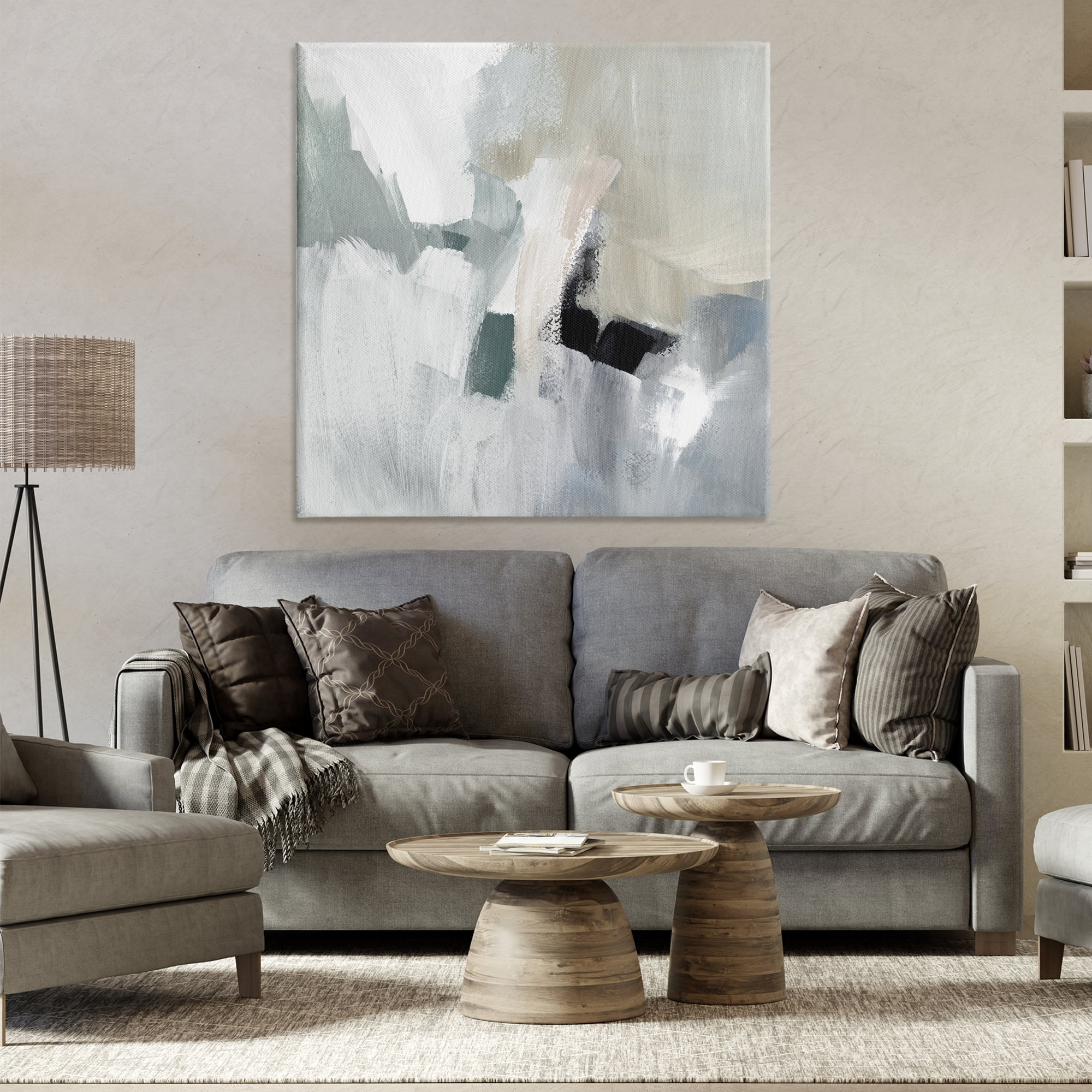 Stupell Industries Quiet In Grays Abstract Abstract Painting Wrapped Canvas Art Print Wall Art, 36 x 36