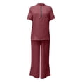 thumbnail image 6 of Womens Lounge Sweat Set Sweatsuits 2 Piece Sets Oversized Half Zip Tops and Wide Leg Pants Loose Fit Flowy Breathable Elegant Trendy Office Work Beach Vacation Outfit, Wine S, 6 of 7