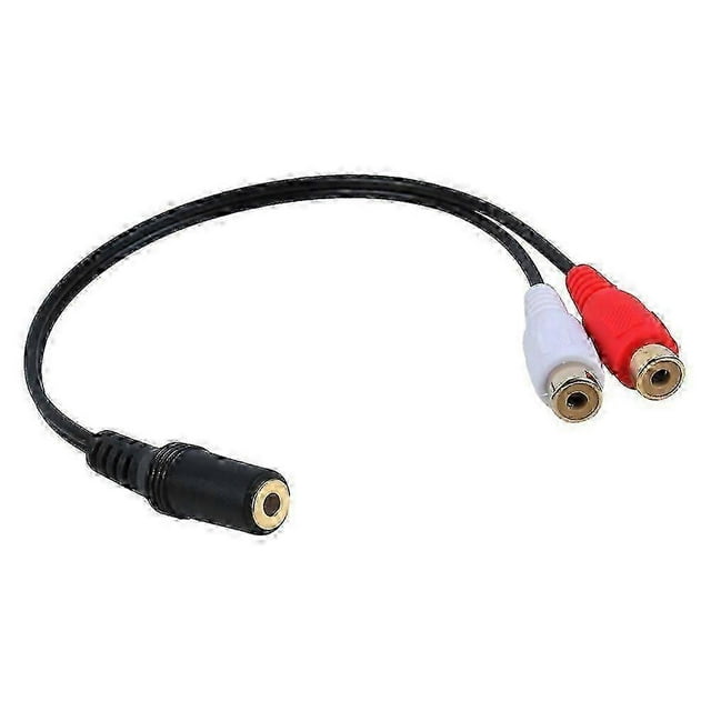 Gold Plated 3.5mm Female to 2 Female Jacks Stereo Adapter Audio Splitter RCA (15cm) Black