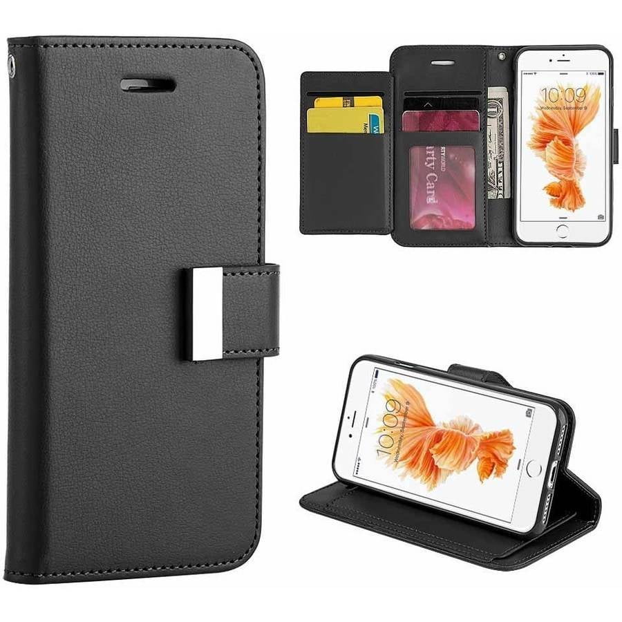 Mundaze Extra Storage Wallet Case For Apple Iphone 7 Plus Black Walmart Com
