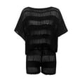 thumbnail image 4 of Oplxuo Crochet Swim Cover Up for Women Batwing Sleeve Sheer Kintted Tops with Shorts Sexy 2 Piece Bathing Suit Coverups, 4 of 5