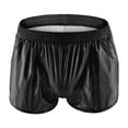 thumbnail image 3 of Holographic Shiny Metallic Shorts for Men Summer Casual Elastic Waist Leather Booty Shorts with Pockets, 3 of 5