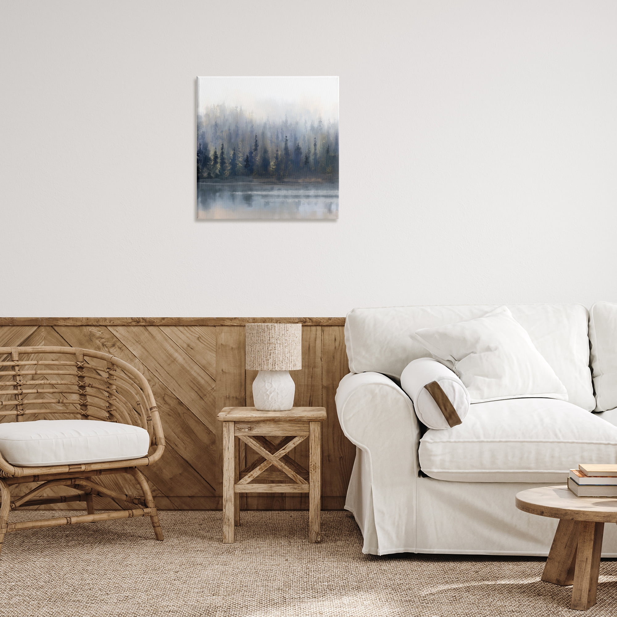 Stupell Industries Misty Gray Forest Landscape & Nature Painting Wrapped Canvas Art Print Wall Art, 24 x 24