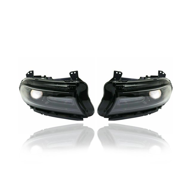 Headlight Assembly - Compatible/Replacement for '16-17 Dodge Charger SE/SXT/RT/Roadtrack/Scatpack-Only - Halogen With LED Daytime Running Light - Pair, Left + Right Set - 68294430AG, 68294431AF CAPA