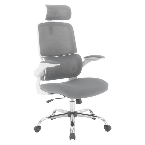 Gray Mesh Back in Gray Fabric Seat with Flip Arms and 2D Headrest