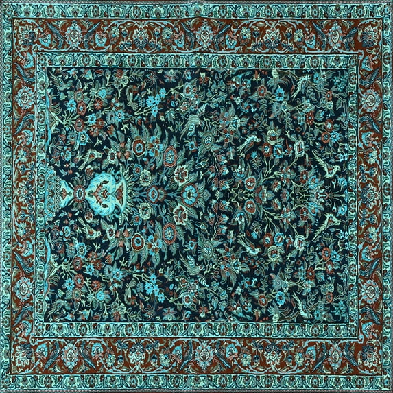 Ahgly Company Indoor Square Persian Light Blue Traditional Area Rugs, 3' Square