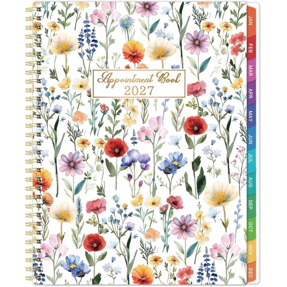 2027 Appointment Book - 2027 Daily Hourly Planner 8.5"x11" | Schedule Notebook with Monthly Tabs, Thick Spiral Organizer for Office, Admin, Student and Family