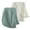white + green, variant on Hair Towel Wrap Quick Dry Cotton Super Absorbent Turban Head Wrap for Women with Button(2pcs)
