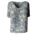 thumbnail image 4 of Cqxid525 Short Sleeve Tops For Women Women's Short Sleeve V Neck Short Sleeve Plant Flower Print European And American Large Size T Shirt Green S, 4 of 4