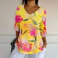 thumbnail image 4 of Endives Women's Elegant Shirts 3/4 Length Sleeve Casual Loose with Round Neck Shirts Womens Tops 2025, 4 of 6