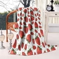 thumbnail image 2 of Strawberry Plants Fruit White Pattern Blanket,Comfortable Soft Flannel Throw Blanket,All Season,Warm Lightweight Blankets for Sofa Bed Couch Living Room Chair,60"x80", 2 of 4