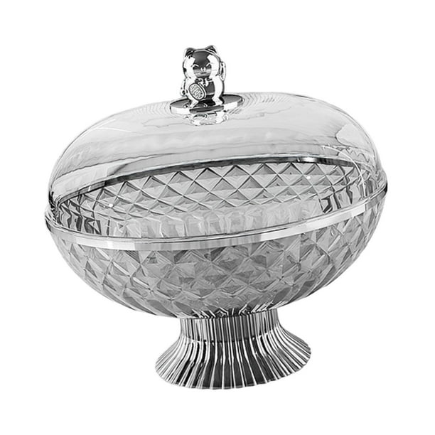 Frutero de encimera, frutero con pedestal y tapa, redondo, para decoración del hogar Gris
