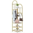 thumbnail image 1 of Costway 4-Tier Coat Rack Corner Hall Tree with Shoe Storage Bench 6 Removable Hooks Bedroom White, 1 of 8