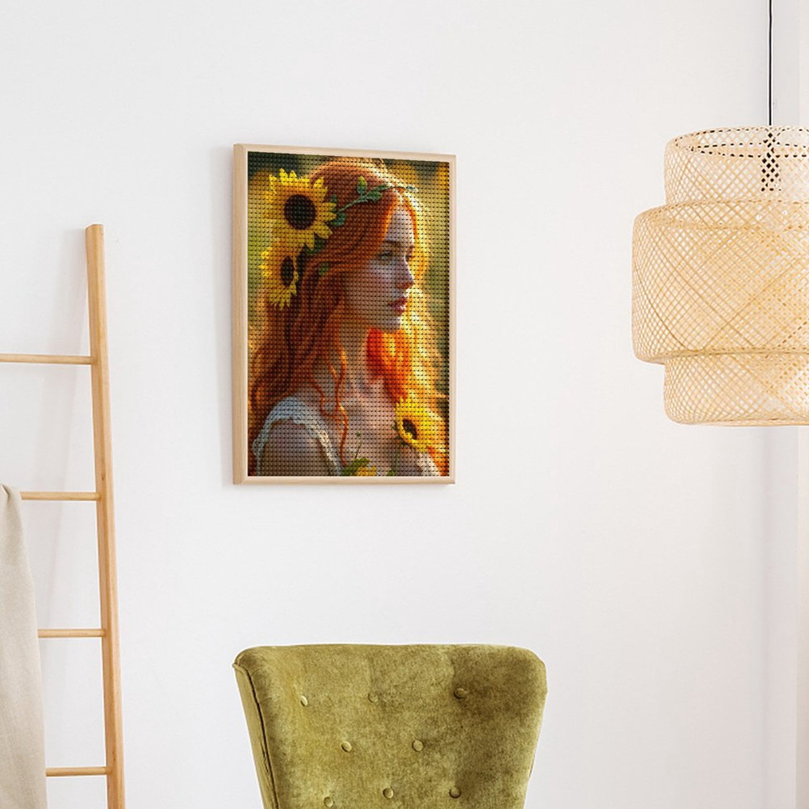 Diamond Art Kits for Adults, Sunflower Fairy Garden Portrait 5D Diamond Painting Kits for Adults Beginners, DIY Full Drill Diamond Painting, Gem Art and Crafts 12x16