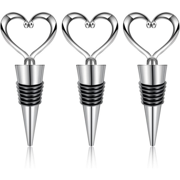 3 uds tapón de vino tapones de vino reutilizables forma de corazón tapón de botella de bebida de vino tapa de botella tapa de salida de vino para vino champán