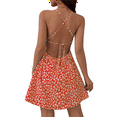 thumbnail image 3 of Women'S Summer Ditsy Floral Backless Back Tie Back Sleeveless Mini Dress Red XS, 3 of 7