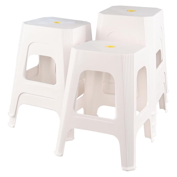 6 Pack White Plastic Square Stacking Stools, 18.9 Inch Plastic Stack Nesting Stools Stackable Stools for Home Classroom