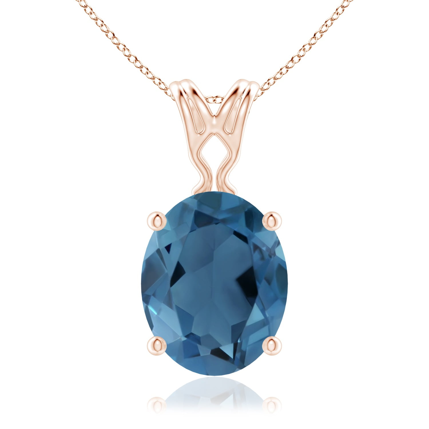 Angara - 3.25 ct. London Blue Topaz Pendant Necklace|10x8mm Oval London