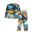thumbnail image 2 of Uemuo Cute Sunflower Blue Duck Pattern Womens Pajama Sets,PJ Set for Women,Pajamas for Women Logo,Long Sleeve Pajama Set for Women,Soft Long Sleeve Top With Pants-X-Large, 2 of 9