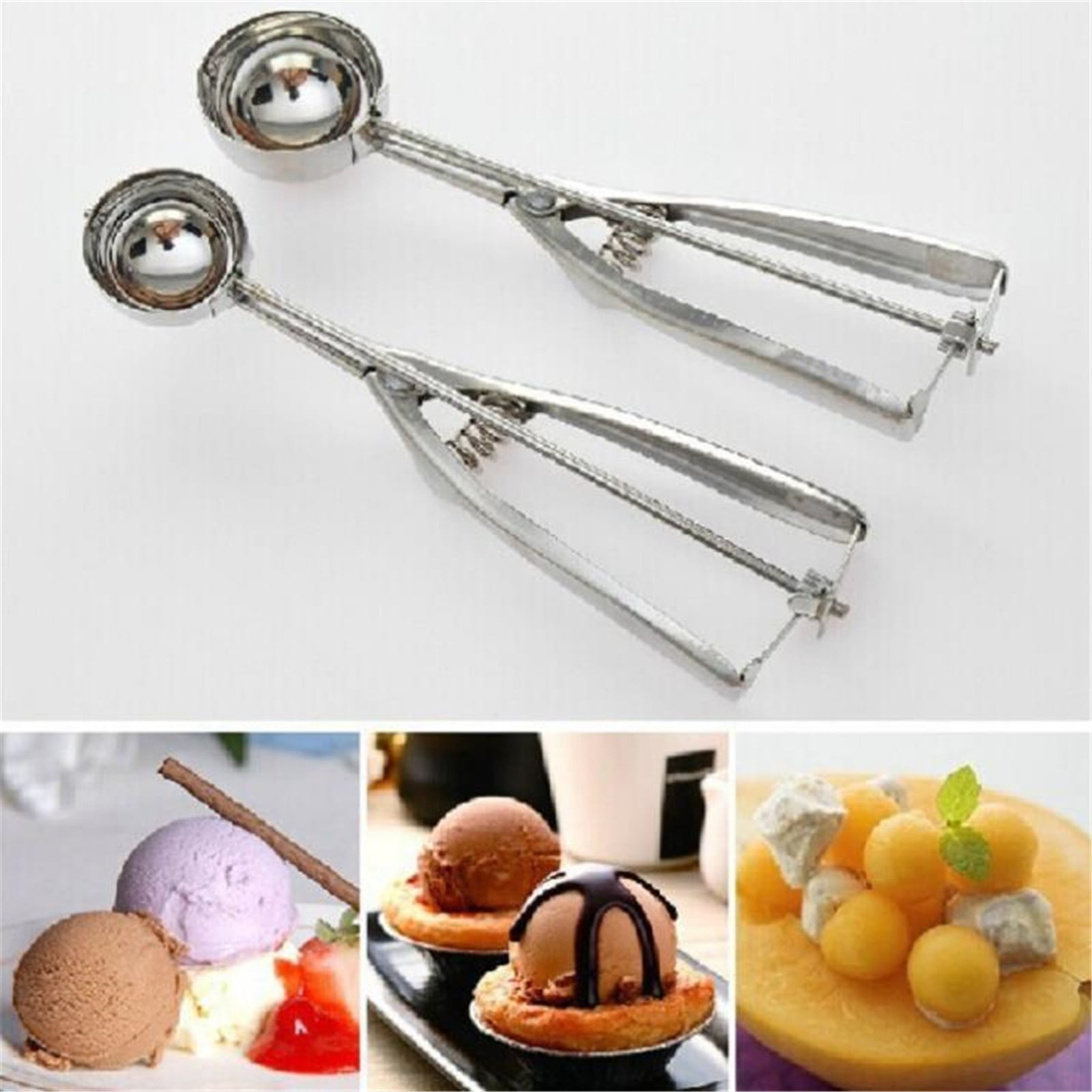 Bfogop Ice Cream Scoop 3 Pcs, 18/8 Stainless Steel Cookie Scoop, Cookie Scoops for Baking, 2 Tbsp/ 30 ml/ 1 oz Cookie Dough Scoop, Ice Cream Scooper with Trigger Release