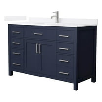Beckett 54" Dark Blue Single Vanity & White Quartz Top (1-Hole) & Nickel Trim