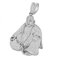 thumbnail image 3 of Men's Real Sterling Silver Simulated Diamond Buddha Pendant Meditation Charm 2'', 3 of 6