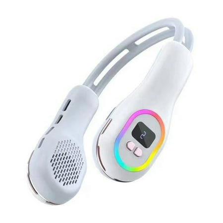 

OCHINE Portable Strong Wind Neck Hanging Fan with Twin Turb Drum Fan Blades Cool Down Quickly Super Quiet 3 Adjustable Speed No Blade Fan Design