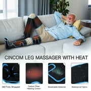 CINCOM Leg Massager with Heat for Circulation, Full Leg and Foot Compression Boots Massager for Calf & Thigh Muscle Relaxation and Recovery, Blue