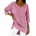 thumbnail image 2 of Womens Street Style Denim V Neck Top Casual Chic Blouse for Women Trendy Outfit and Daily Wear Pink XL, 2 of 7