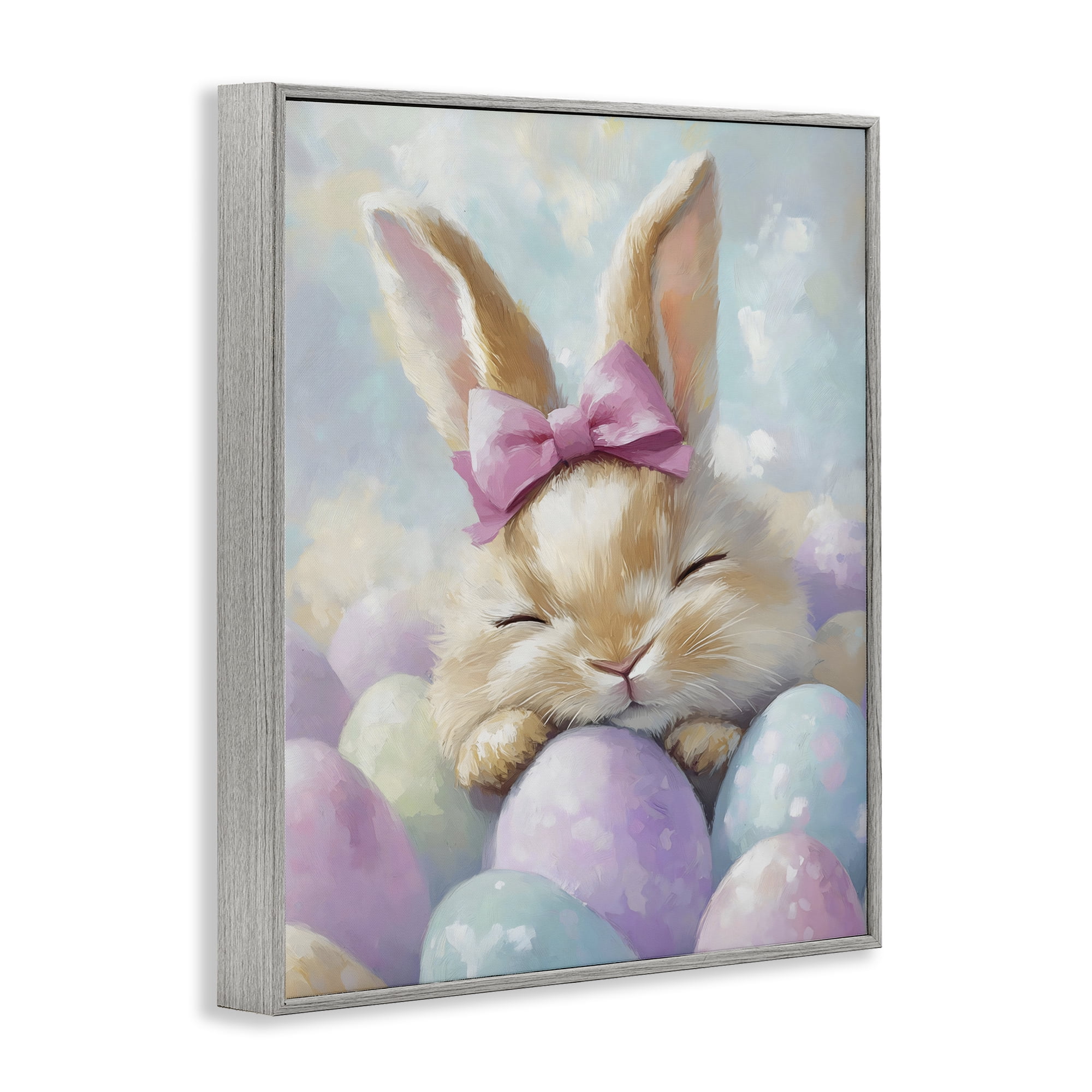 Stupell Industries Sleeping Easter Bunny with Eggs Gray Framed Giclee Art, design by The Prints Vibe