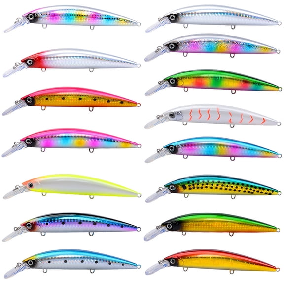 Fishing Lure 5.2 in 1.31 Oz Long Hard Jerkbait, Luminous with 3 Treble Hooks for Striped Bass, Saltwater Shore Casting, Easter Gifts, A, 1Pcs
