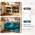 thumbnail image 4 of Teal Blue Marble Cabinet Curtain 35"Wx35"L,Dustproof Under Sink Skirt with Self Adhesive Tape,Ink Painting Modern Abstract Yellow Cabinet Curtain Cover for Kitchen Sink,Bathroom Vanity,Laundry Room, 4 of 9