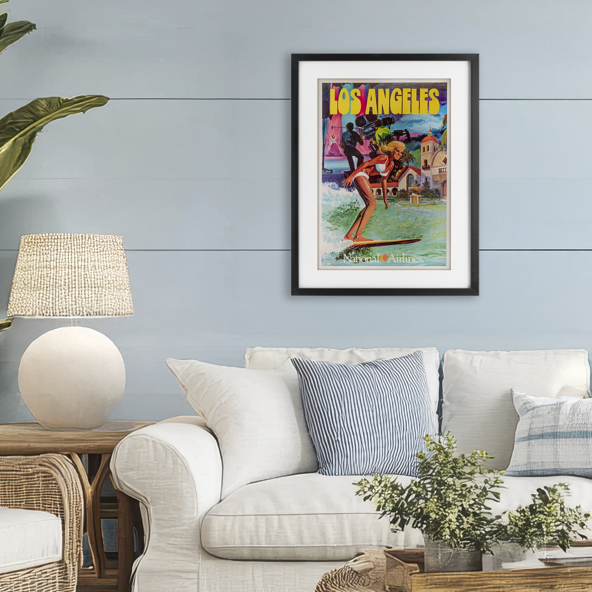 Stupell Industries Vintage Los Angeles Travel Black Framed Print Under Glass, design by Vintage Posters