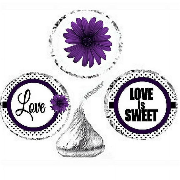216ct Purple Love Party Favor Candy Decoration Stickers Labels Fits Kisses Chocolates Party Favors Envelope