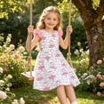 thumbnail image 5 of Lanbubble Toddler Girl dresses Flutter Sleeve Dress with Back Bowknot Casual Sundress For Girls 3-7 Years, 5 of 5