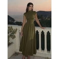 thumbnail image 2 of Women's High Neck Sleeveless Maxi Dress Cinched Waist A-Line Vintage Summer, 2 of 6