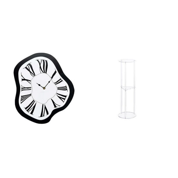 Reloj de pared,Reloj de pared interior nórdico con números romanos,Relojes distorsionados Reloj electrónico de lujo moderno,Mesa auxiliar redonda,Mesa auxiliar redonda de acrílico