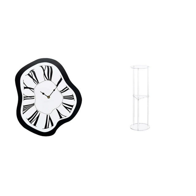 Reloj de pared,Reloj de pared interior nórdico con números romanos,Relojes distorsionados Reloj electrónico de lujo moderno,Mesa auxiliar redonda,Mesa auxiliar redonda de acrílico