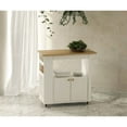 thumbnail image 5 of Aston 33.5" Kitchen Wood Storage Serving Cart - Brown Oak, White, 5 of 7