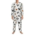thumbnail image 3 of Naloa Retro Rooster Men’s Pajamas Set - Long Sleeve Button Down Sleep Shirt and Pajama Bottoms Sleepwear Set-Medium, 3 of 7