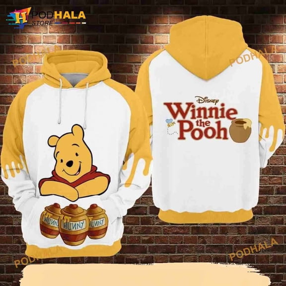 Pooh Hunny Cartoon Winnie The Pooh All Over Print 3D Hoodie