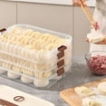 thumbnail image 3 of 3-Layer Dumpling Storage Box with Lid - Stackable, Airtight Food Container for Cookies, Wontons & Donuts, Fridge Organizer with Secure Buckle Milk-Brown, 3 of 8