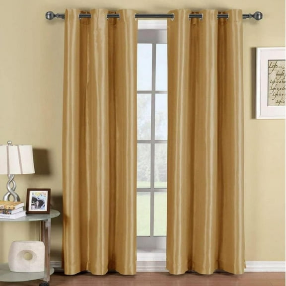 Sheetsnthings Blackout Curtain 42 x 96 Inch, Gold Single Panel/Thermal Insulated Room Darkening Bedroom Curtain