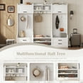 thumbnail image 5 of 4-in-1 Entryway Hall Tree, Multifunctional Entryway Coat Rack Hall Tree With Bench, Shoe Storage, 7 Hooks, 4 Drawers And Open Storage Shelves for Mudroom, Hallway, 5 of 9