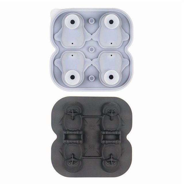 Molde for cubitos de hielo de pingüino de cuatro compartimentos, bandeja de hielo de silicona for bolas de hielo divertidas