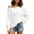 thumbnail image 2 of cocolona Off Shoulder Sweatshirts for Women Oversized Pullover Long Sleeve Drop Shoulder Casual Fall Tops, 2 of 9