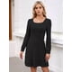 thumbnail image 5 of Vestido Estilo Babydoll Informal de Otoño con Cuello Cuadrado y Larga para Mujer. Negro L, 5 of 7